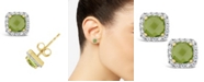 Macy's Peridot (1-1/5 ct. t.w.) and Created White Sapphire (1/5 ct. t.w.) Halo Stud Earrings in 10k Yellow Gold